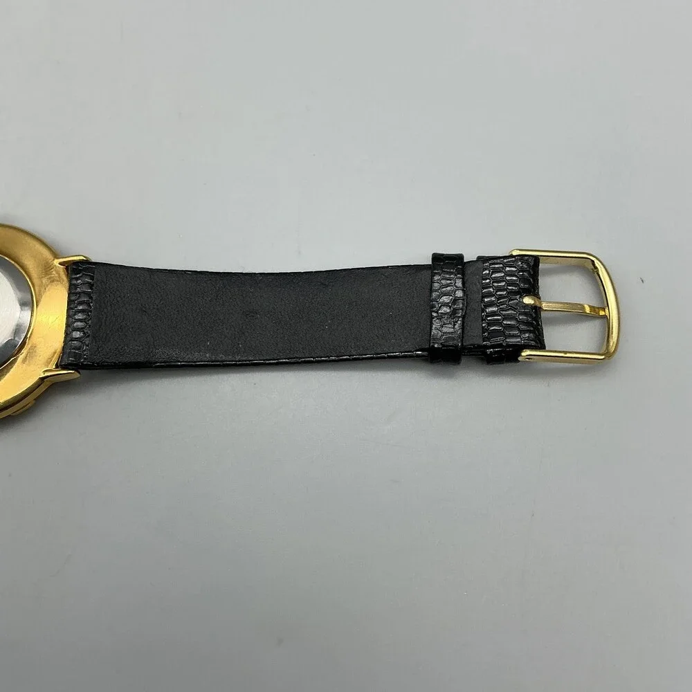 Cenere 822 Womens Watch 32mm MOP Dial Gold Tone Black Leather New Battery